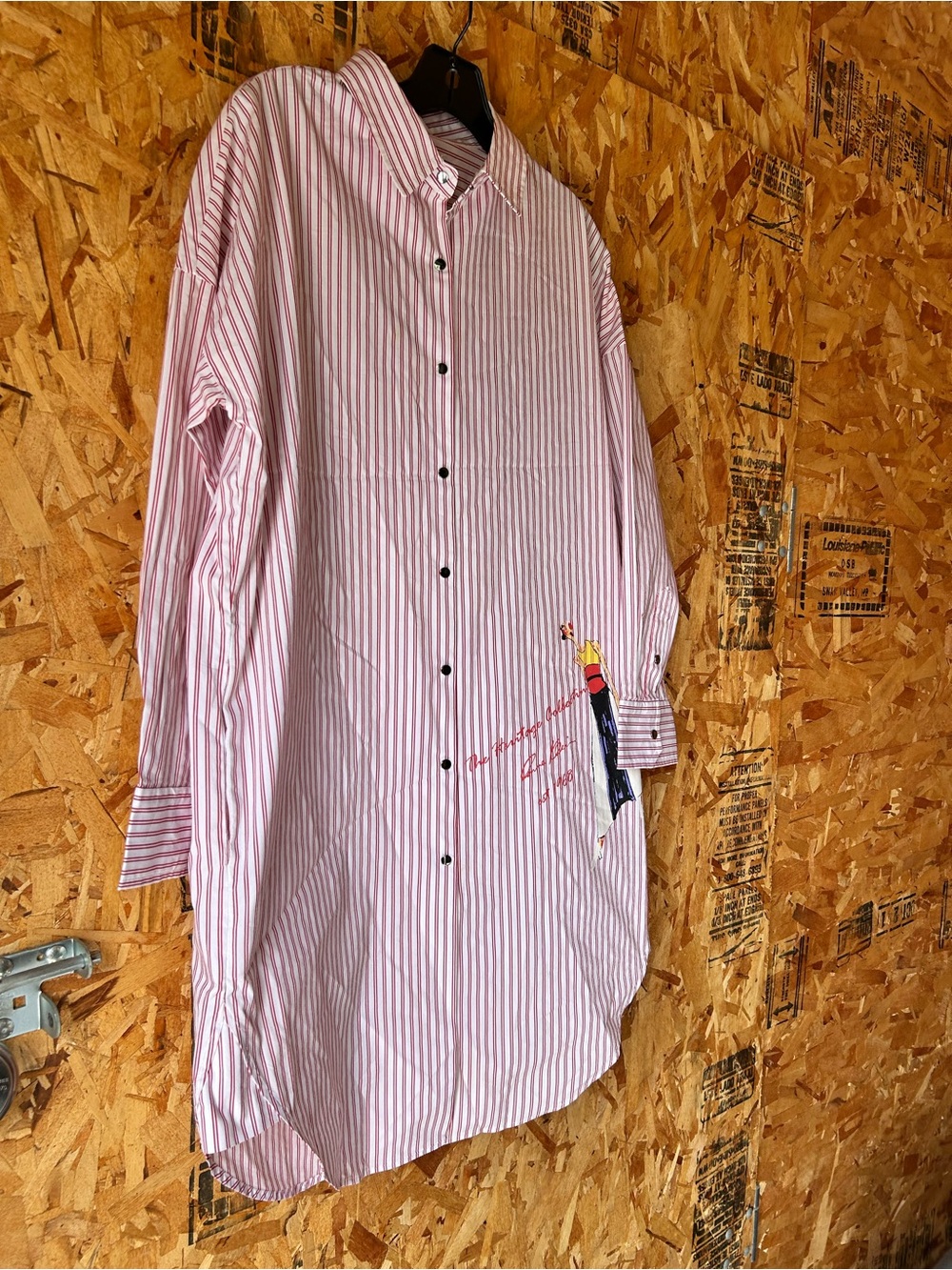 Anne Klein Pink and White Striped Button-Down Tunic